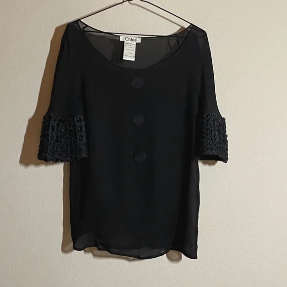 Chloé SS 2006 Silk Phoebe Philo Blouse Black RTW vintage - Picture 7 of 10
